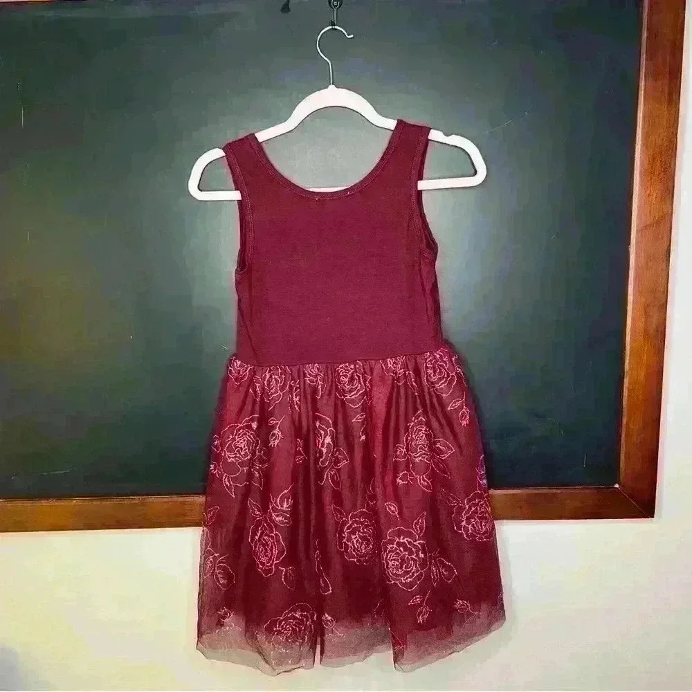 Knitworks Girls Size 12 Red Dress Sleeveless Flowers Holidays - Picture 2 of 4